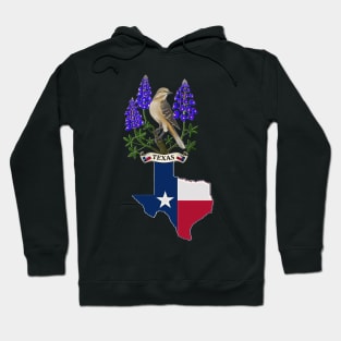 Texas state mockingbird and bluebonnet flower Hoodie